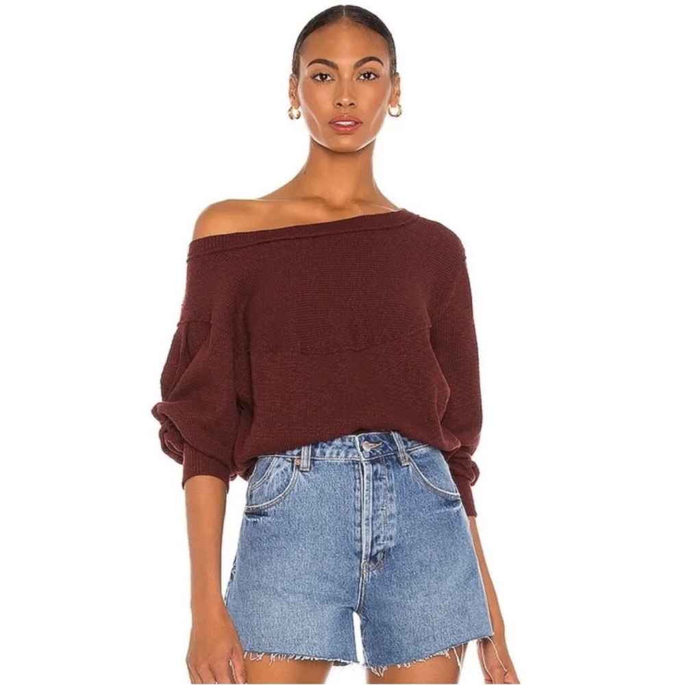 Free People | OG‎ Thermal Pullover in Cherry Cola Size S